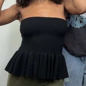 Black knit peplum top